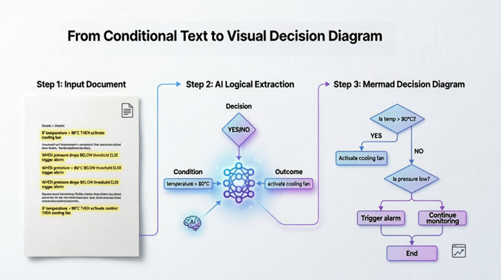 Workflow from conditional text to decision diagram