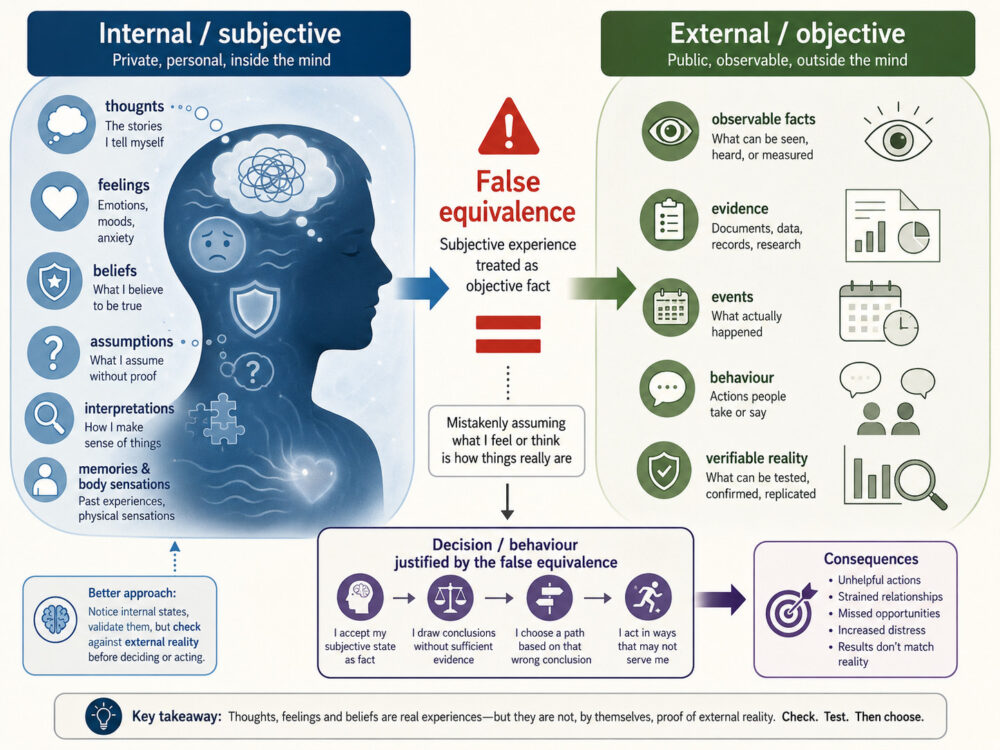 Infographic comparing subjective experience and objective reality