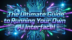 Neon graphic promoting a guide to running AI interfaces