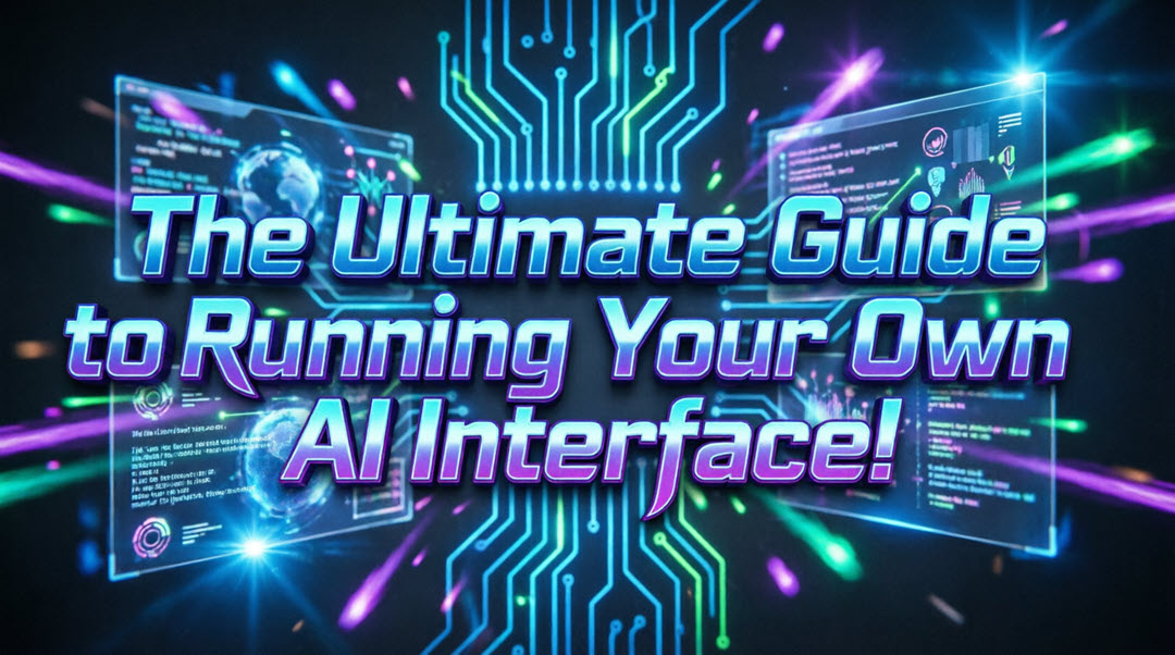 Neon graphic promoting a guide to running AI interfaces