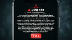 Phone displays satirical UK Government severe egg alert