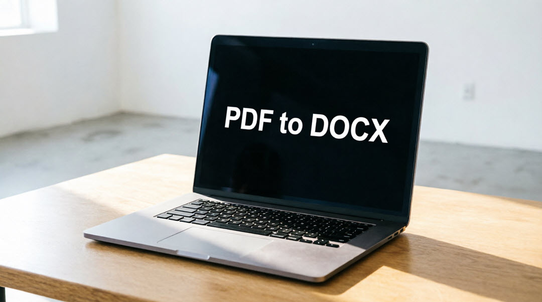 Laptop screen displaying PDF to DOCX conversion