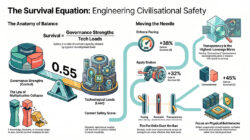 Infographic explaining civilisation safety through governance and technological loads.
