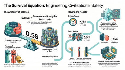 Infographic explaining civilisation safety through governance and technological loads.