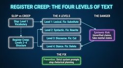Diagram explaining four levels of register creep in text