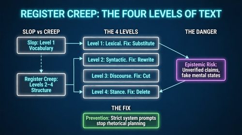 Diagram explaining four levels of register creep in text